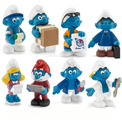 SCHTROUMPFS -  ENSEMBLE DES 8 FIGURINES 2015 - TRAVAILLEURS DE BUREAU -  SCHTROUMPFS TRAVAILLEURS DE BUREAU