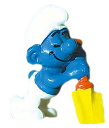 SCHTROUMPFS -  SCHTROUMPF AVEC PELLE - USURE LÉGÈRE -  1978 SMURFS 20043