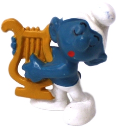 SCHTROUMPFS -  SCHTROUMPF HARPE - VARIÉTÉ JAUNE FONCÉ - USURE LÉGÈRE -  SCHTROUMPFS 1973 20070