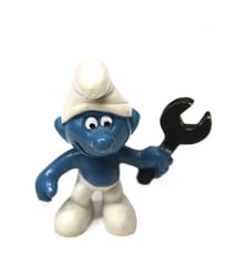 SCHTROUMPFS -  SCHTROUMPF MECANICIEN - SANS SALOPETTE, CLE NOIRE -  1970 SMURFS 20012