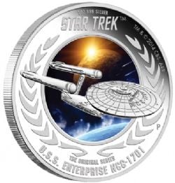SERIES ORIGINAL STAR TREK -  U.S.S. ENTERPRISE NCC-1701 - 2015  PIÈCE 1 OZ EN ARGENT PUR 01 -  PIÈCES DE L'AUSTRALIE
