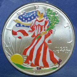 SILVER EAGLES -  PIÈCE D'UNE ONCE EN ARGENT PUR - VERSION COLORÉE -  PIÈCES DES ÉTATS-UNIS 2000