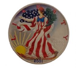 SILVER EAGLES -  PIÈCE D'UNE ONCE EN ARGENT PUR - VERSION COLORÉE -  PIÈCES DES ÉTATS-UNIS 2001