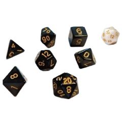 SIRIUS DICE -  ENSEMBLE DE DÉS JDR, NOIR UNI AVEC OR