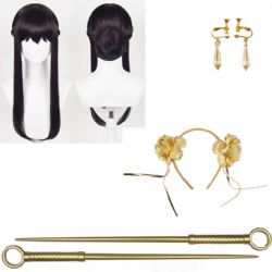 SPY X FAMILY -  PERRUQUE, ACCESSOIRES POUR LES CHEVEUX, BOUCLES D'OREILLES & ARMES DE YOR FORGER (ADULTE)