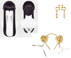 SPY X FAMILY -  PERRUQUE, ACCESSOIRES POUR LES CHEVEUX & BOUCLES D'OREILLES DE YOR FORGER (ADULTE)