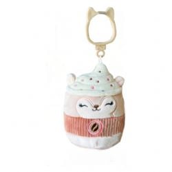 SQUISHMALLOWS -  PORTE-CLÉ DE REZA L'ÉCUREUIL LATTÉ (9 CM) -  HYBRID SWEETS SQUAD