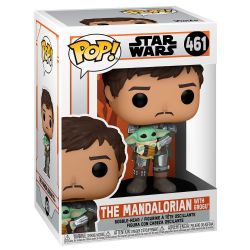 STAR WARS -  FIGURINE POP! BOBBLE-HEAD DE LE MANDALORIEN AVEC GROGU (10 CM) -  LE MANDALORIEN 461