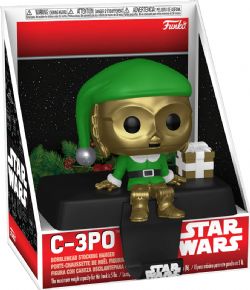 STAR WARS -  FIGURINE POP! EN VINYLE DE C-3PO DES FÊTES (10 CM) -  POP! PORTE-BAS DE NOËL