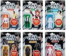 STAR WARS -  FIGURINES DE LUKE SKYWALKER, PRINCESSE LEIA ORGANA, DARTH VADER, STORMTROOPER, CHEWBACCA, HAN SOLO DANS LA BOÎTE BRUNE SCELLÉ SÉRIE 1 -  SÉRIE RÉTRO