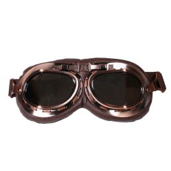 STEAMPUNK -  LUNETTES D'AVIATEUR EN FAUX CUIR - BRUN/CUIVRE (ADULTE)