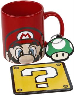 SUPER MARIO -  COFFRET CADEAU TASSE, SOUS-VERRE ET PORTE-CLÉS