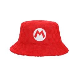 SUPER MARIO -  MARIO - CHAPEAU CLOCHE EN TISSU ÉPONGE ROUGE À CARREAUX