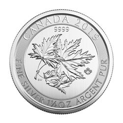 SUPERBE FEUILLES D'ÉRABLE -  PIÈCE DE 1 1/2 ONCE EN ARGENT PUR -  PIÈCES DU CANADA 2019