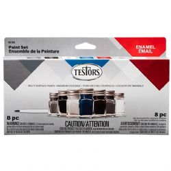 TESTORS -  ENSEMBLE DE PEINTURE ÉMAIL (5 COULEURS, DILUANT, APPRET ET PINCEAU)