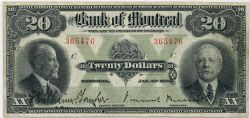 THE BANK OF MONTREAL -  20 DOLLARS 1923 -  BILLETS DU CANADA 1923