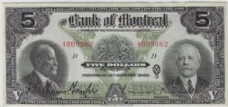 THE BANK OF MONTREAL -  5 DOLLARS 1923 -  BILLETS DU CANADA 1923