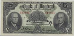 THE BANK OF MONTREAL -  5 DOLLARS 1942 (EF) -  BILLETS DU CANADA 1942