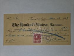 THE BANK OF OTTAWA -  CHÈQUE DE LA BANK OF OTTAWA, KENORA -  BILLETS DU CANADA