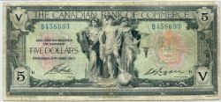THE CANADIAN BANK OF COMMERCE -  5 DOLLARS 1917 (VF+) -  BILLETS DU CANADA 1917