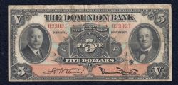 THE DOMINION BANK -  5 DOLLARS 1931 (VG) -  BILLETS DU CANADA 1931