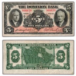 THE DOMINION BANK -  5 DOLLARS 1935 -  BILLETS DU CANADA 1935