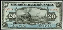 THE ROYAL BANK OF CANADA -  20 DOLLARS 1913 (F) -  BILLETS DU CANADA 1913