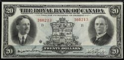 THE ROYAL BANK OF CANADA -  20 DOLLARS 1927 (VF) -  BILLETS DU CANADA 1927