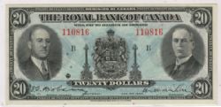 THE ROYAL BANK OF CANADA -  20 DOLLARS 1935 -  BILLETS DU CANADA 1935