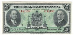 THE ROYAL BANK OF CANADA -  5 DOLLARS 1935 -  BILLETS DU CANADA 1935