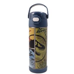 THERMOS -  BOUTEILLE AVEC BOUTON POUSSOIR DE JURASSIC WORLD (470ML)