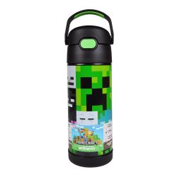 THERMOS -  BOUTEILLE AVEC BOUTON POUSSOIR DE MINECRAFT (414ML)