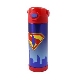 THERMOS -  BOUTEILLE AVEC BOUTON POUSSOIR DE SUPERMAN (470ML)