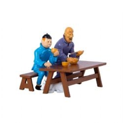 TINTIN -  FIGURINE MÉTAL - SCÈNE DU DÉJEUNER - LE LOTUS BLEU