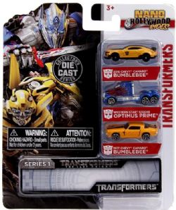 TRANSFORMERS - THE LAST KNIGHT -  TRIPACK -BUMBLEBEE - OPTIMUS PRIME -BUMBLEBEE - 1/64 -  NANO HOLLYWOOD RIDES
