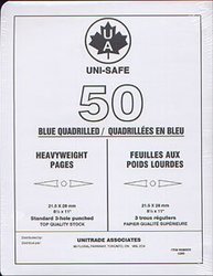 UNI-SAFE -  FEUILLES QUADRILLEES UNISAFE EN BLEU POIDS LOURDS (PAQUET DE 50)