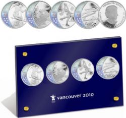 VANCOUVER 2010 -  ENSEMBLE DE 4 PIÈCES HOLOGRAPHIQUES SUR LES JEUX OLYMPIQUES DE VANCOUVER 2010 : PLUS HAUT -  PIÈCES DU CANADA 2007-2009