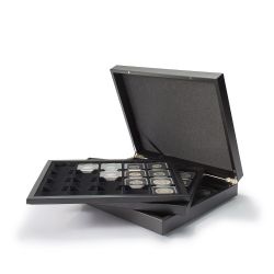 VOLTERRA TRIO DE LUXE -  COFFRET NUMISMATIQUE POUR CARTONS 2X2 OU QUADRUM - VERSION NOIRE