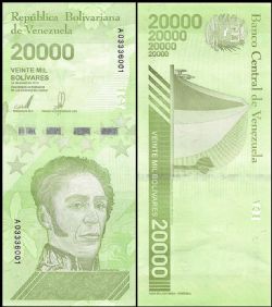 Venezuela -  20 000 BOLIVARES 2019 (UNC) - Large fil de sécurité