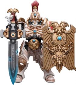 WARHAMMER 40K -  FIGURINE DE ADEPTUS CUSTODES - SOLAR WATCH CUSTODIAN GUARD WITH SENTINEL BLADE AND PRAESIDIUM SHIELD - 1/18 -  JOYTOY