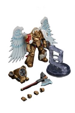 WARHAMMER 40K -  FIGURINE DE BLOOD ANGELS GARDE SANGUINAIRE AVEC HACHE ENCARMINÉE ET PISTOLET INFERNAL - ÉCHELLE 1/18 -  JOYTOY