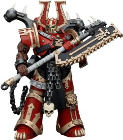 WARHAMMER 40K -  FIGURINE DE WORLD EATERS - KHORN BERZEKER WITH EVISCERATOR CHAINAXE  - 1/18 -  JOYTOY
