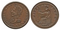 WELLINGTON TOKEN -  HALFPENNY TOKEN - FIELD MARSHAL WELLINGTON, PETITES LETTRES, LANCE, ENGRÊLÉ -  JETONS WELLINGTON