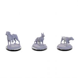 WIZKIDS DEEP CUTS FIGURINES NON PEINTES -  DOG COMPANIONS(3) -  FIGURINE JDR