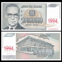 YOUGOSLAVIE -  10 000 000 DINARS 1994 (UNC) 144