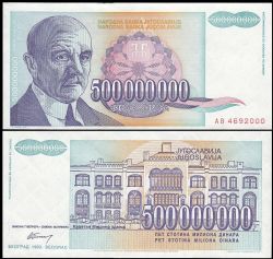 YOUGOSLAVIE -  500 000 000 DINARA 1993 (UNC) 134