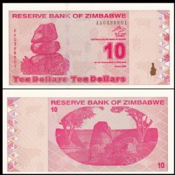 ZIMBABWE -  10 DOLLARS 2009 (UNC) 94