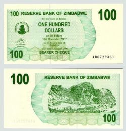 ZIMBABWE -  100 DOLLARS 2006 (UNC) 42