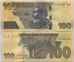 ZIMBABWE -  100 DOLLARS 2020 (UNC) 106
