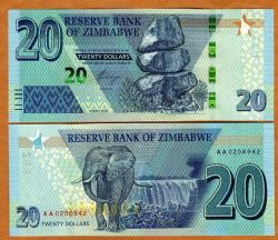 ZIMBABWE -  20 DOLLARS 2020 (UNC)